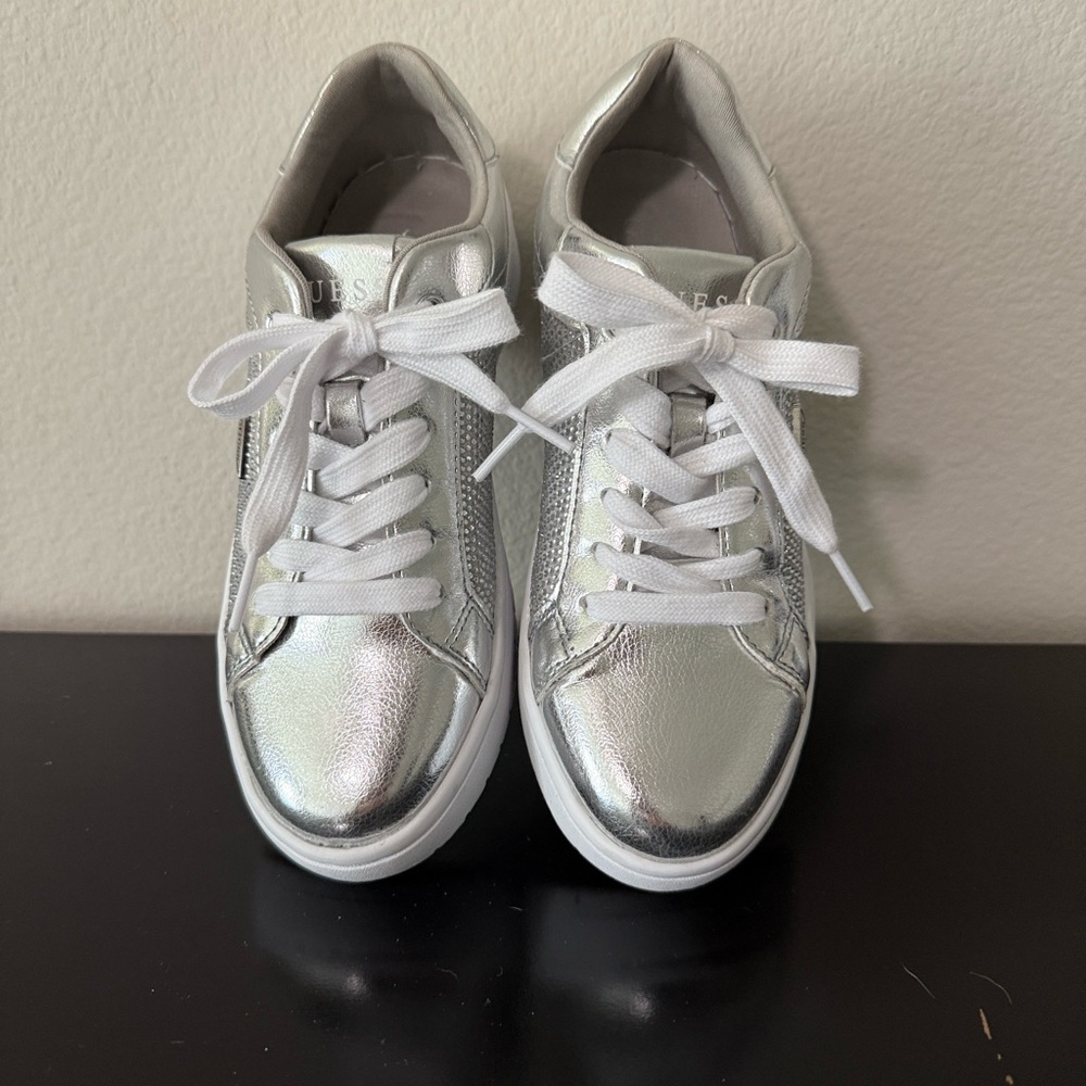 Guess Metallic Silver Sneakers with White Soles - Picture 2 of 6